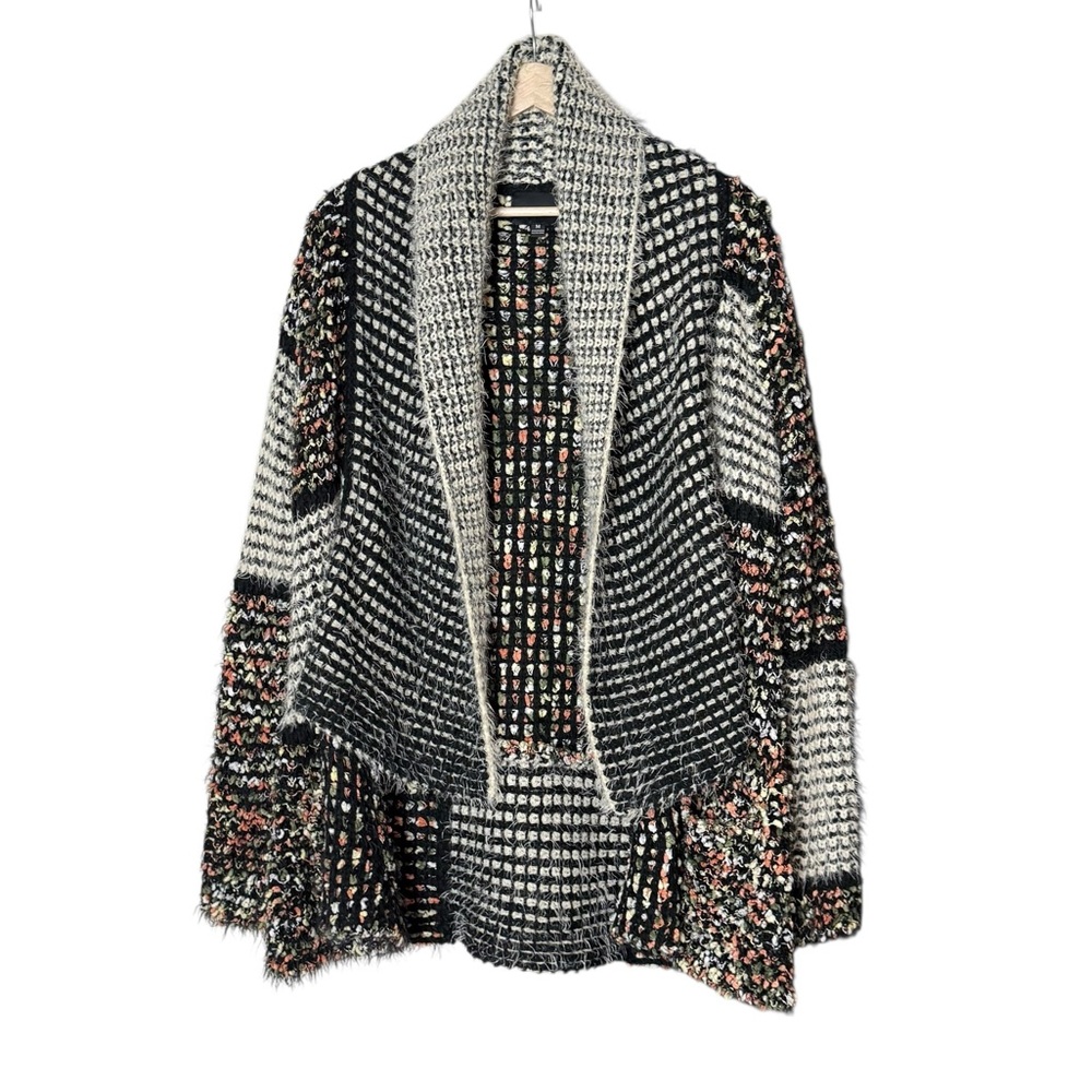 Anthropologie La Fee Verte Shawl Collar Texture Stretch Knit Cardigan Size M